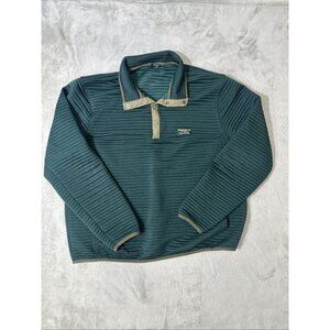 L.L.Bean Snap Neck Fleece Pullover Textured Ribbed Green Men’s Large Regular